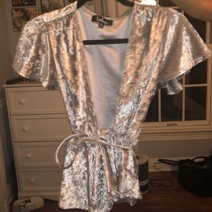 Lulus crushed velvet wrap around shirt